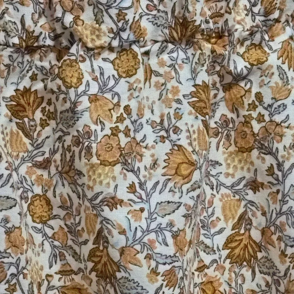 Old Navy Cream Yellow Puff Sleeve Square Neck Floral Babydoll Blouse Size Large